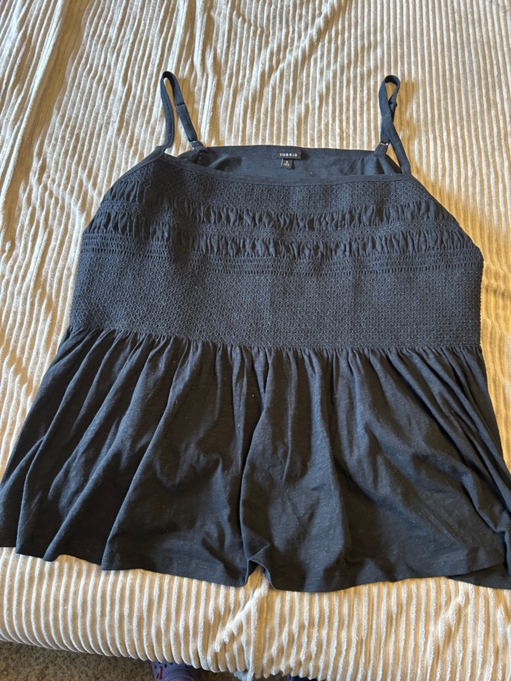 torrid Black Smocked Peplum Camisole Tank